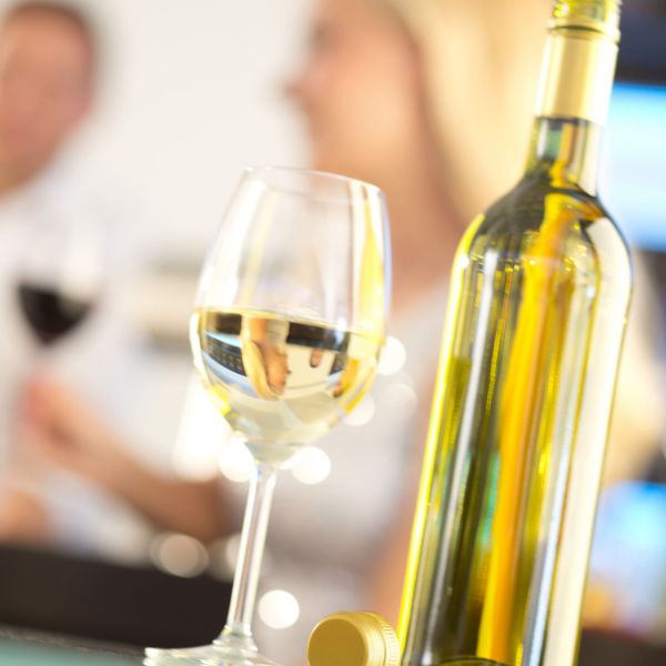 White Wine bottle and glass