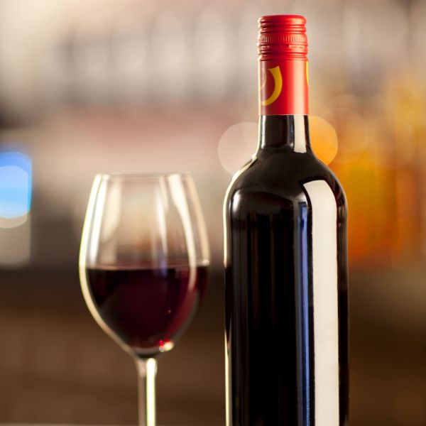 red wine bottle and glass