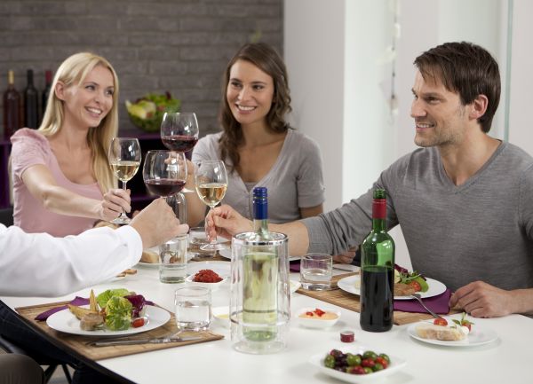 People drinking wine